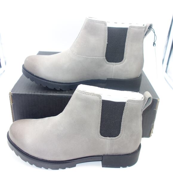 NEW Sorel Women's 9 Emelie II Chelsea Waterproof Bootie Quarry Gray Black - Picture 2 of 11